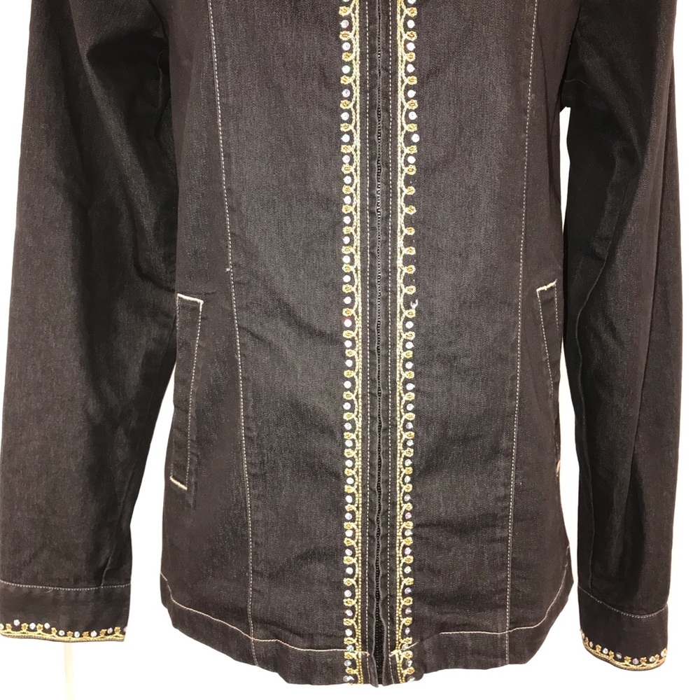 Victor Costa Embroidered Denim Jacket - Picture 9 of 13